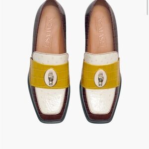 New NIB NOMASEI NONO loafers tricolor embossed ostrich chocolate 39/9 celebloved